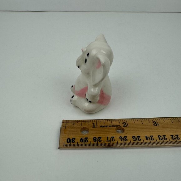 Vtg Sitting Ceramic Porcelain White Elephant Figurine Pink Accents‎ 2.5 in tall - Picture 4 of 10